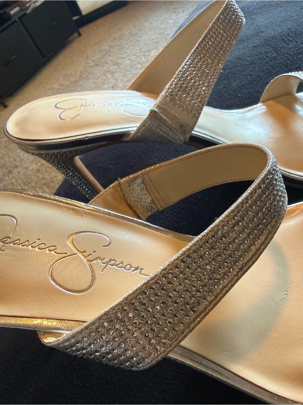 Jessica Simpson Silver Rhinestone Strap Sandals - Picture 2 of 3